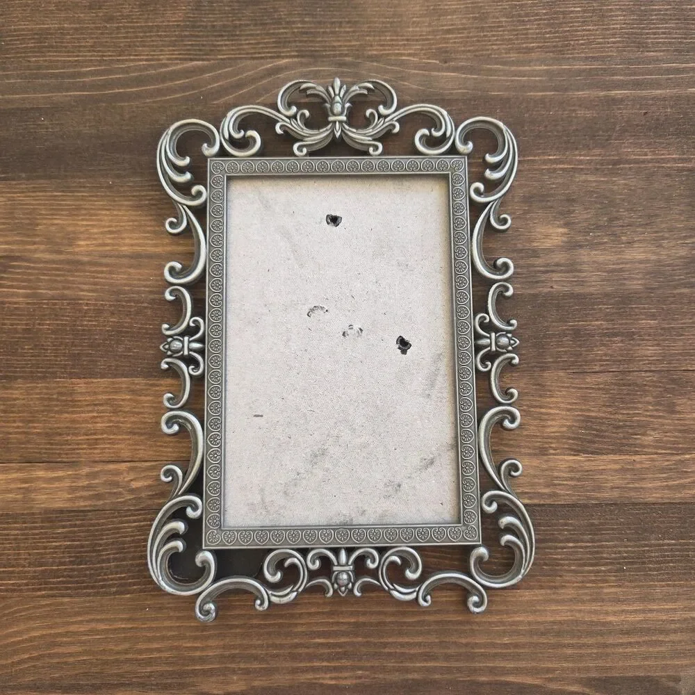 Vintage Ornate 4x6 Picture Frame Baroque Scroll Easel Tabletop Frame
